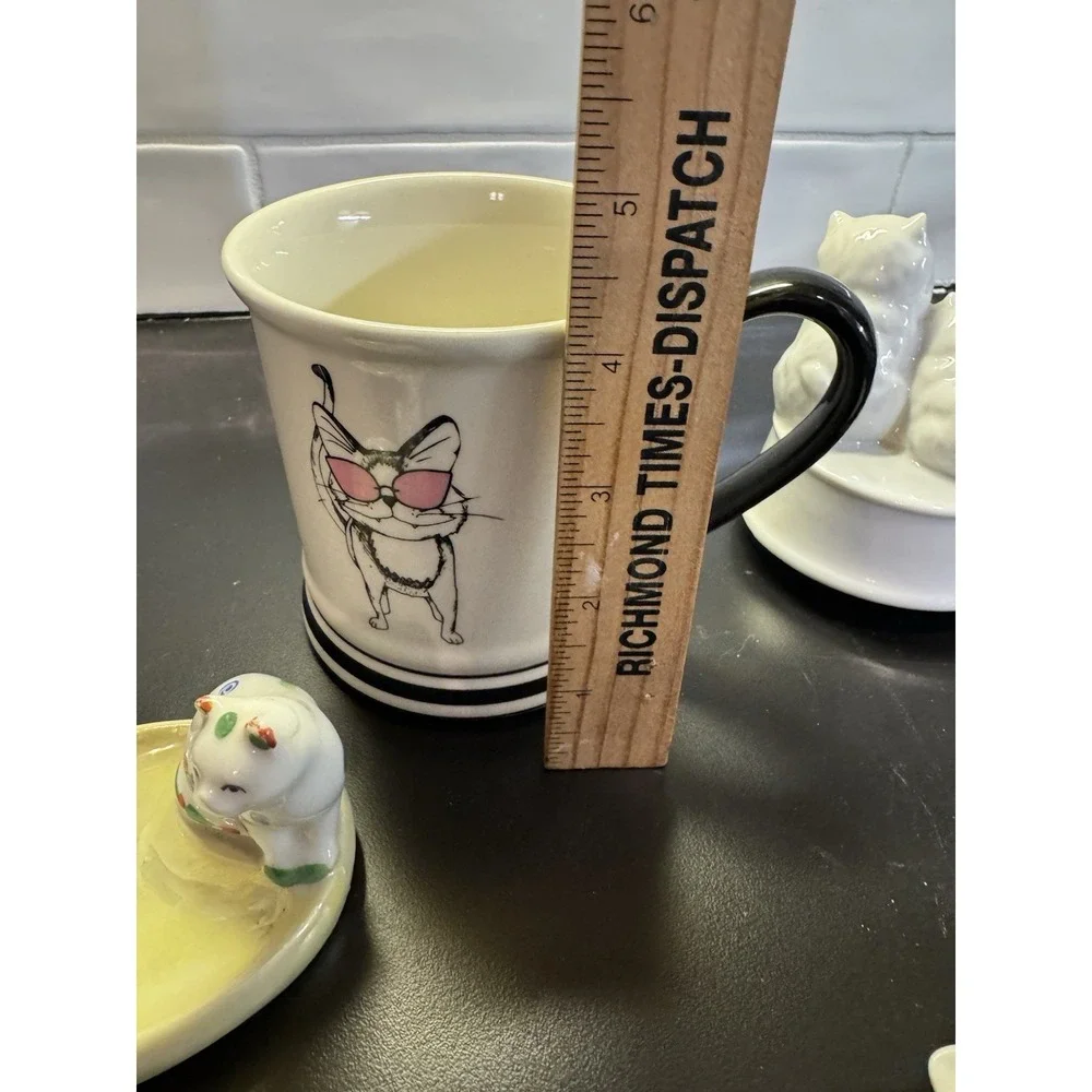 Kitten Kitty Cat Lot Of 5 Figurines‎ Dish Cup Shelfsitter Cat Lady Starter Kit